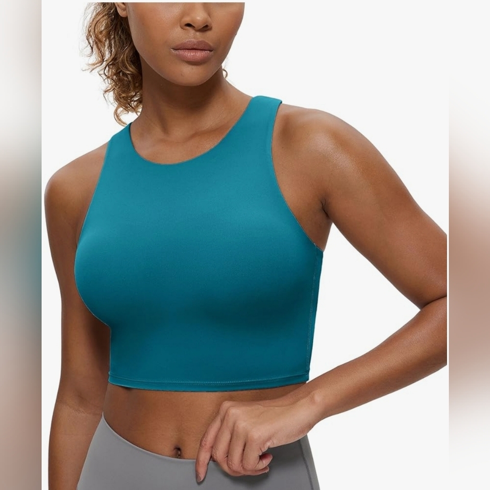 CRZ yoga Butterluxe Racerback High Neck Longline Sports Bra, size L